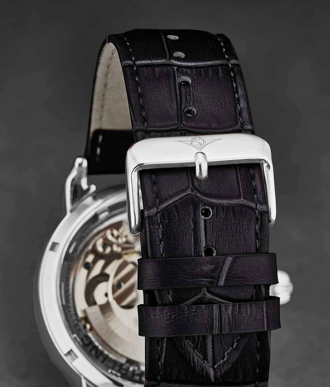 Alligator Embossed Black Leather 24mm Strap(Alligator Embossed Black Leather 24mm Strap 1) 2 Alligator Embossed Black Leather 24mm Strap(Alligator Embossed Black Leather 24mm Strap 1) - Image 2