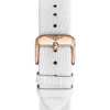 20mm White Leather Strap With Satin Twill Cover WIth Rose Gold Buckle(20mm White Leather Strap With Satin Twill Cover With Rose Gold Deployant Buckle)