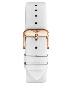 20mm White Leather Strap With Satin Twill Cover WIth Rose Gold Buckle(20mm White Leather Strap With Satin Twill Cover With Rose Gold Deployant Buckle)