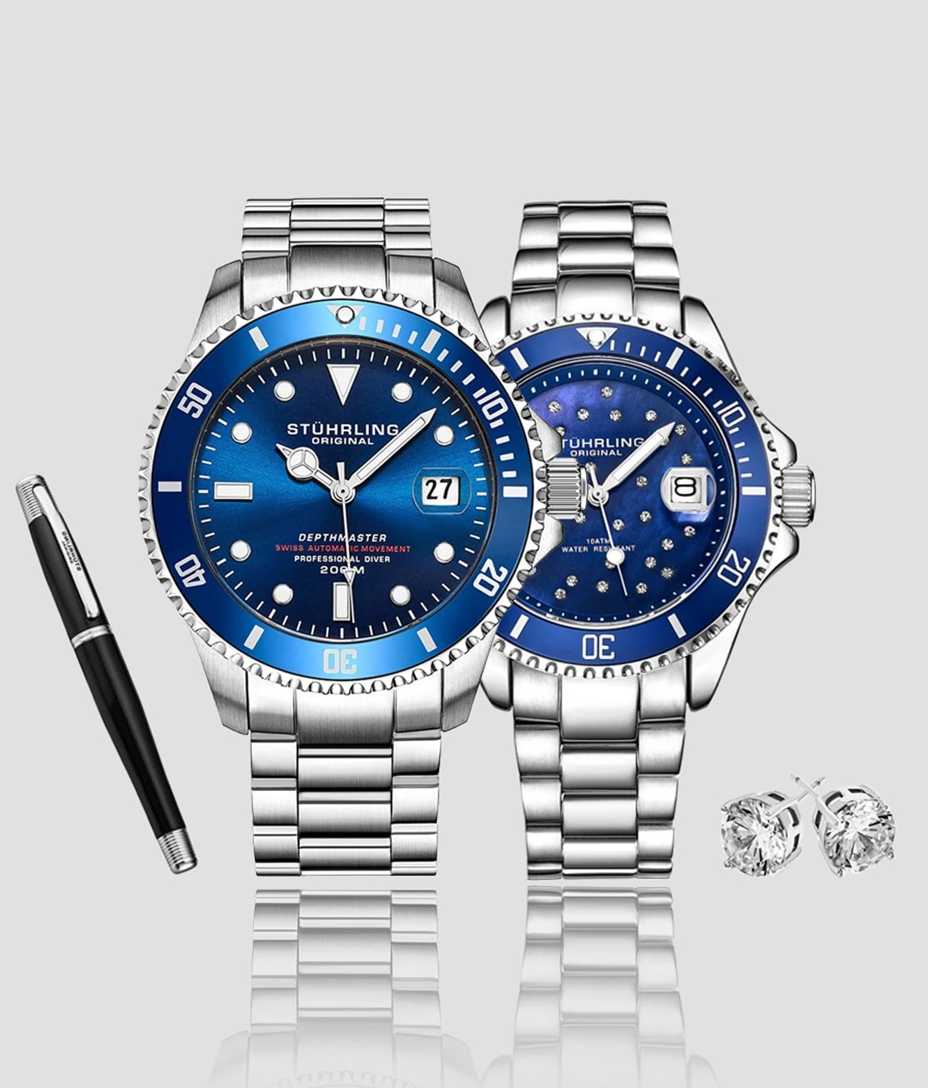 Deep Blue Divers Trio With Signature Pen AndStud Earring(Deep Blue Divers Trio With Free Signature Pen And Diamond Stud Earring) 1 Deep Blue Divers Trio With Signature Pen AndStud Earring(Deep Blue Divers Trio With Free Signature Pen And Diamond Stud Earring)