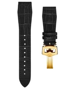 22mm Leather Strap With Stainless Steel Deployant Buckle(Leather Deployant Strap With Stainless Steel Deployant Buckle 3) 31 22mm Leather Strap With Stainless Steel Deployant Buckle(Leather Deployant Strap With Stainless Steel Deployant Buckle 3) -Alexander Store strap.dplt .black .ST22X20.1 DB 20 YG 2