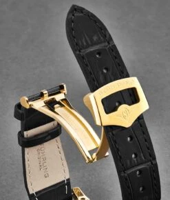 22mm Leather Strap With Stainless Steel Deployant Buckle(Leather Deployant Strap With Stainless Steel Deployant Buckle 3) 32 22mm Leather Strap With Stainless Steel Deployant Buckle(Leather Deployant Strap With Stainless Steel Deployant Buckle 3) -Alexander Store strap.dplt .black .ST22X20.1 DB 20 YG 3