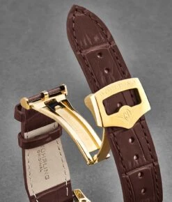 24mm Leather Strap With Stainless Steel Deployant Buckle(24mm Leather Strap With Stainless Steel Deployant Buckle 1) 37 24mm Leather Strap With Stainless Steel Deployant Buckle(24mm Leather Strap With Stainless Steel Deployant Buckle 1) -Alexander Store strap.dplt .brown .ST24X22.2 DB 22 YG 3